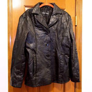 Leather Works patchwork genuine leather jacket
